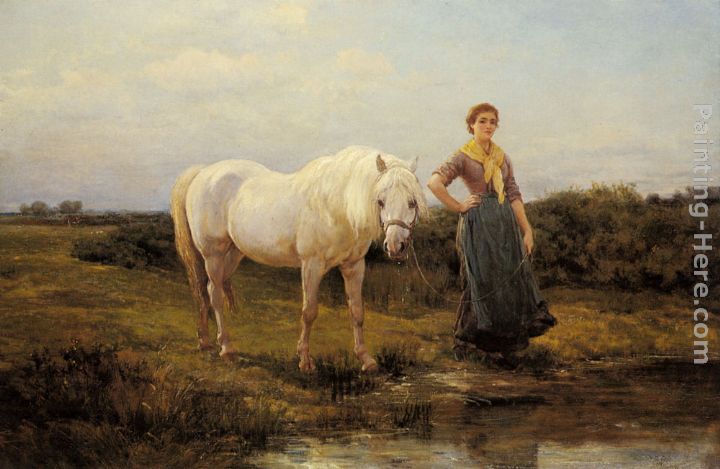 Noonday taking a Horse to Water painting - Heywood Hardy Noonday taking a Horse to Water art painting